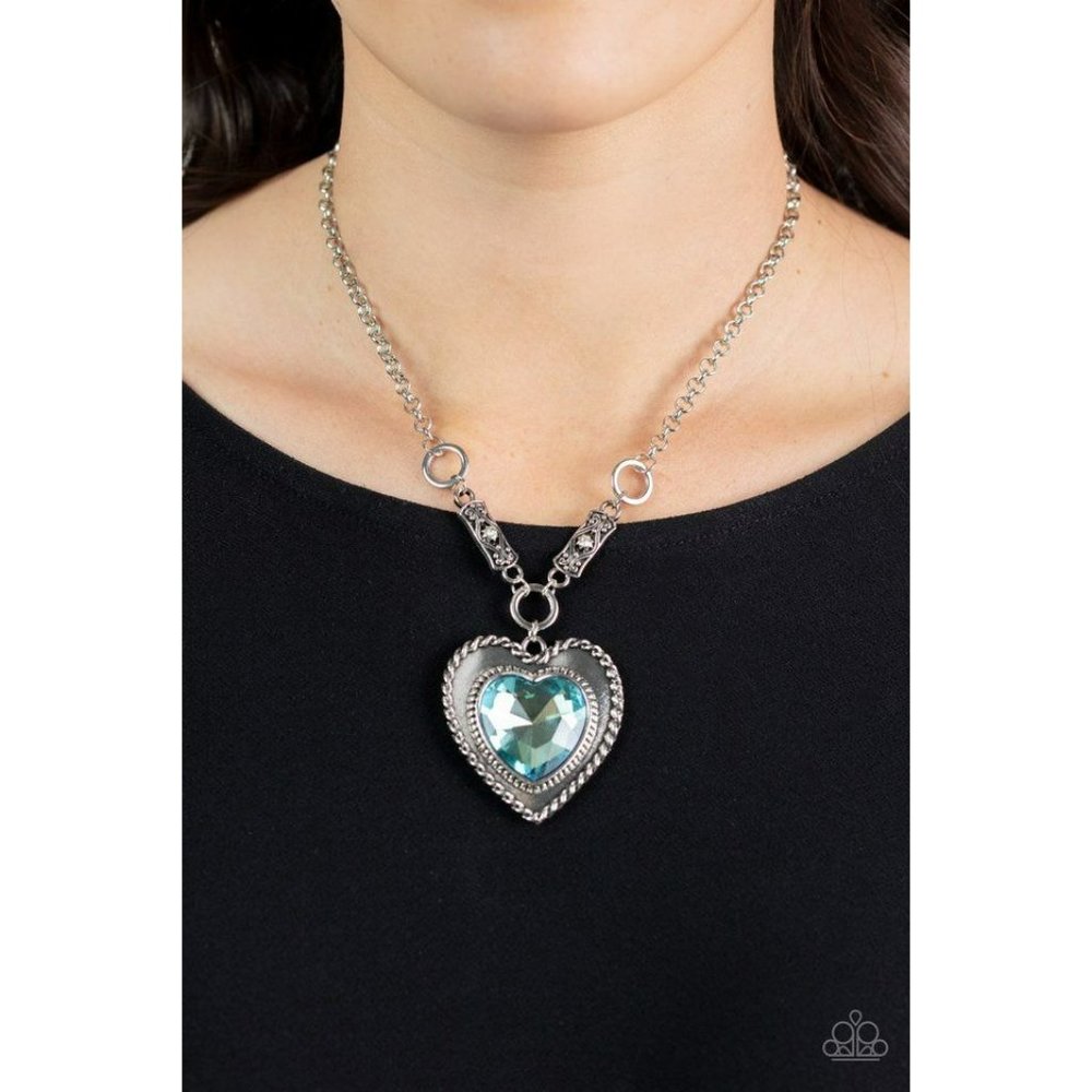 Silver Blue Heart Necklace Pendant